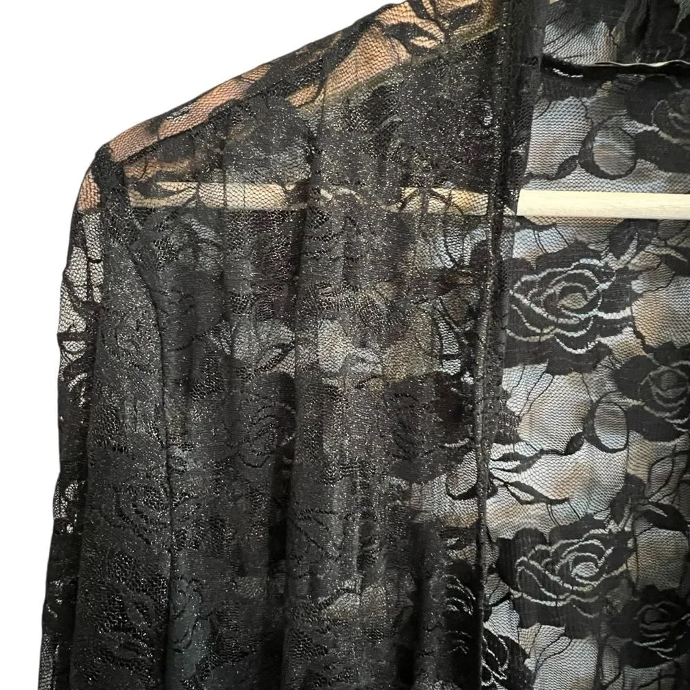 Mod Land Womens Black Lace Whimsigoth Cardigan Size M Sheer Boho Fairy Grunge - Picture 2 of 7